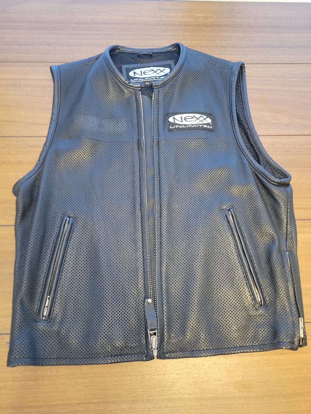 Nexx Black Perforated Leather Vest with Zip Pockets